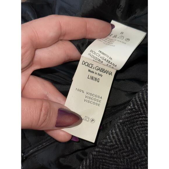 DOLCE & GABBANA classic gray black herringbone 100% wool straight pencil skirt - Picture 8 of 8